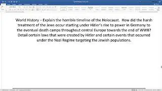 Review the Holocaust - Work on Holocaust Analysis Assignment