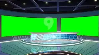 Virtual Set Green Screen 4K - News 124 Table
