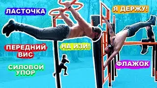 Флажок + Ласточка + Передний Вис + Силовой Упор + Cтойка На 1 Руке ► СРЕДНИЕ Элементы НА Турнике ★