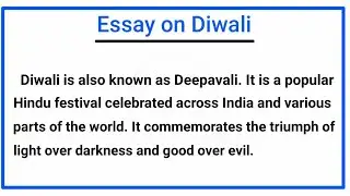 Essay on Diwali in English || Paragraph on Diwali || Short Essay on Diwali ||