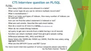 CTS interview questions on Oracle SQL and PLSQL