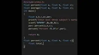 Make a program to find percentage & average using function in C | #shorts #programming #coding