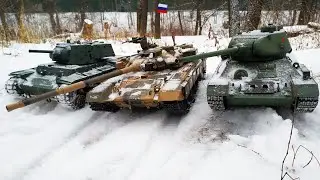 Модели Танков на Радиоуправлении по Снегу... Танковый Биатлон Стрельба по Банкам