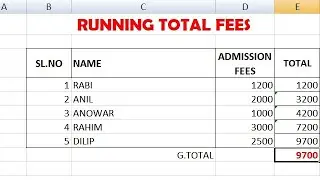 how to calculate running total  fees in excel