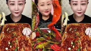 Crispy Giant Shrimp Cutlets | Garlic chili eating show | spicy hot pot with alots off chili 🌶️🔥🥵