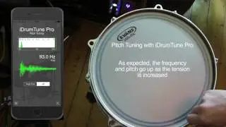 Drum tuning with iDrumTune Pro drum tuner app - pitch range of 13