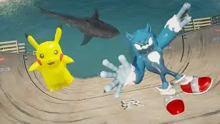 GTA 5 Sonic vs Picachu Water Ragdolls Jumps&Fails vol.14 (Euphoria Physics)