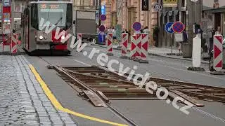 ČR - Praha - doprava - tramvaj - kolej - výhybka - křížení - exteriér - ulice - silnice - 2024