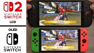 Nintendo Switch 2 VS Switch 1 OLED Side By Side Screen Comparison - Mario Kart 8 Deluxe