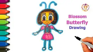 How to draw Blossom Butterfly 💙💛 Blossom Butterfly drawing easy step by step | IF