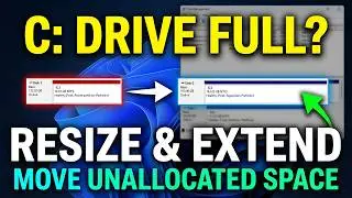 How to Shrink and Extend Partitions in Windows 11 | Move Unallocated Space & Resize C: Drive