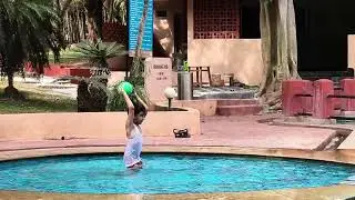 Baby Sharvas, playing in the swimming pool, country club Bandipur resort 