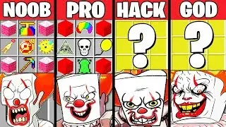 Minecraft Battle: IT 2 PENNYWISE MUTANT CRAFTING CHALLENGE - NOOB vs PRO vs HACKER vs GOD Animation