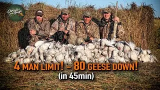 4 Man Snow Goose Limit (80 Geese Decoy Rainout in 45min!) | Canada in the Rough
