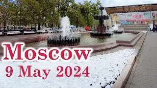 Walk through snow-covered Moscow in May 2024