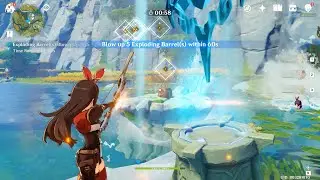 Geshin Impact: Blow up 5 Exploding Barrels Challenge | Qingce Village