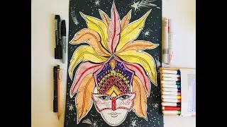 Урок рисования /drawing lesson. Рисуем бразильскую карнавальную маску. Возраст 9-11