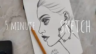 5 minute sketch - portrait - real time, ASMR