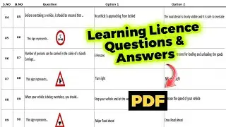 Learning License Test Questions and Answers for Driving Test Exam | LL Test Questions