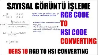 18 | RGB Kodunu HSI Koduna Çevirmek| Sayısal Görüntü İşleme Image Processing Dersleri