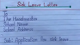 Sick Leave Letter | Leave Letter writing ✍️