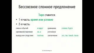 Бессоюзное сложное предложение (тире) (9 класс, видеоурок-презентация)