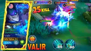 25 KILLS!! VALIR SKY PIERCER 80 STACK CRAZY BROKEN DAMAGE!  VALIR BEST BUILD EMBLEM 2025 - MLBB