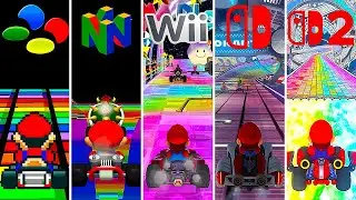 Evolution of Rainbow Roads in Mario Kart Games (1992-2025)