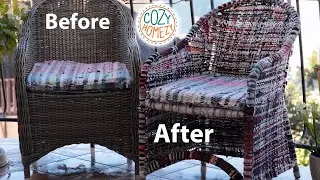 DIY Armchair Woven by Rag Rug Technique - Unbelievable Repair of Wicker Furniture
