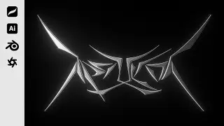 3D Pointy Chrome Type Timelapse | Procreate + Illustrator + Blender + Octane