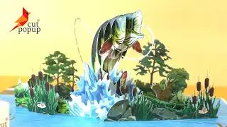 Camping Fishing 3D Popup Greeting Card