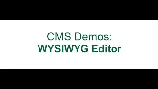 CMS Demos: WYSIWYG Editor