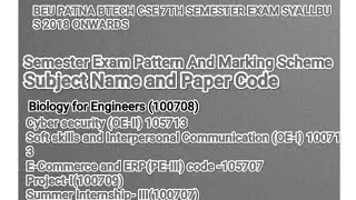 #beu_patna CSE 7th Semester exam syallbus and brief description of New Syallbus 2018 onwards #btech