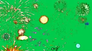Fireworks Display - Green Screen
