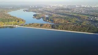 Плотина на Минском море с высоты