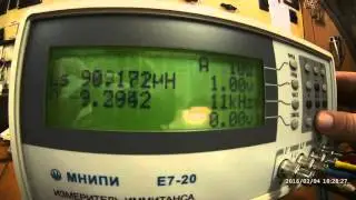 Измерение индуктивности скрученного в катушку проводника L=6м.