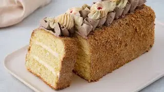 Sponge cake SKAZKA - CAKE for NEW YEAR | Recipe for biscuit and butter cream CHARLOTTE | Home cake