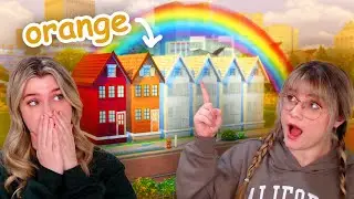 can we build a fully ORANGE townhouse in the sims? | rainbow townhouses pt 2