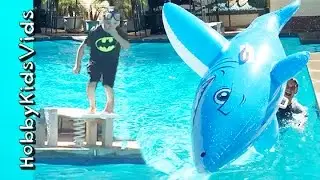 FLIPS! Cannon Ball Dives + Summer Party Family Fun HobbyKidsVids