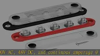 DaierTek 12V Power Distribution Block 5 x 5/16" (M8) Terminal Studs 12V Bus Bar with Cover Max 300V