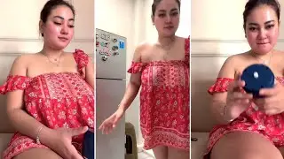 Tante daster merah tobrut montok tali dasternya mlorot sebelah