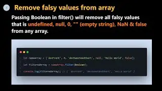 Remove false values from array | JS | JavaScript | #shorts | 🆕