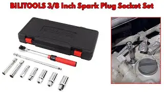 Spark Plug Socket Set with 3/8 Inch Drive Click Torque Wrench, 10-45 Ft-Lbs (13.5-61Nm), Cr-V Steel