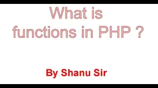 PHP Function Introduction