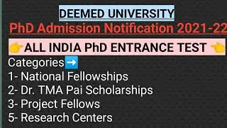 PhD Admission Notification 2021-22//from a deemed university