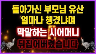 [역대급 사이다 사연] 시어머니가 돌아가신 부모님 유산 얼마나 챙겼냐면서 막말하길래 뒤집어버렸습니다  사연모음 실화사연
