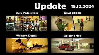 GTA San Andreas Update Mods, News Papers, Busy Pedestrians, Weapon Details, Gasoline Mod