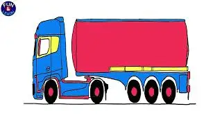 How to draw Tanker Truck Drawing | Oil/Water tanker drawing