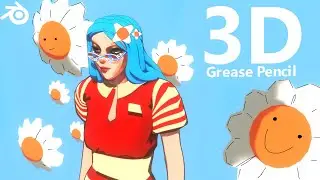 Creating a Stylized Toon Character Flower Girl In Blender EVEE - Grease Pencil 2D/3D Process