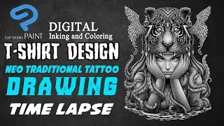 Digital Drawing #TSHIRTDESIGN #timelapse #neotraditional #drawing #tattoo